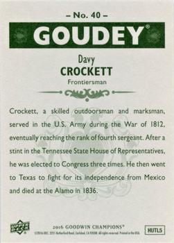 2016 Upper Deck Goodwin Champions - Goudey #40 Davy Crockett Back