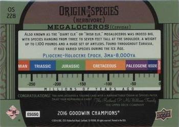 2016 Upper Deck Goodwin Champions - Origin of Species Manufactured Patches #OS228 Megaloceros Back