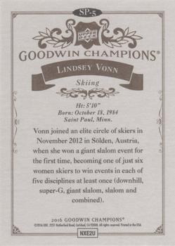 2016 Upper Deck Goodwin Champions - Base Short Prints (Photo Variations) #SP-5 Lindsey Vonn Back