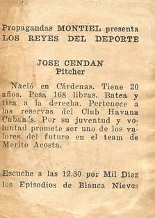 1946-47 Propagandas Montiel Los Reyes del Deporte (Cuba) #120 Jose Cendan Back