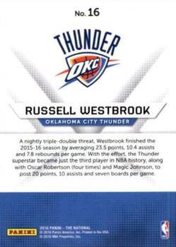 2016 Panini The National #16 Russell Westbrook Back