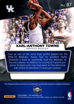 2016 Panini The National VIP #87 Karl-Anthony Towns Back