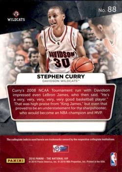 2016 Panini The National VIP #88 Stephen Curry Back