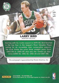2016 Panini The National VIP - Autographs Red Pulsar #9 Larry Bird Back