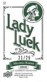 2016 Upper Deck Goodwin Champions - Cloth Lady Luck Minis #50 Melissa Baker Back