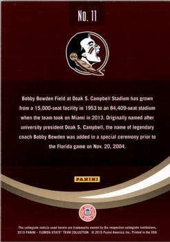 2015 Panini Florida State Seminoles #11 Bobby Bowden Field at Doak S. Campbell Stadium Back