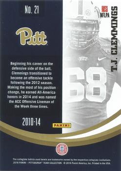 2016 Panini Pittsburgh Panthers #21 T.J. Clemmings Back