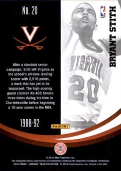 2016 Panini Virginia Cavaliers #20 Bryant Stith Back