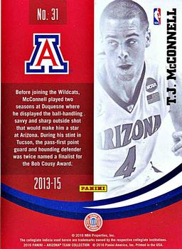 2016 Panini Arizona Wildcats #31 T.J. McConnell Back