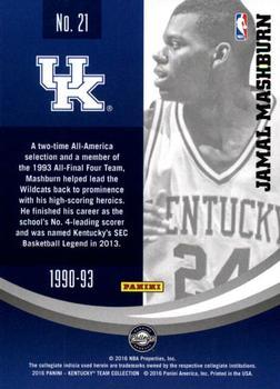 2016 Panini Kentucky Wildcats - Kentucky Black #21 Jamal Mashburn Back