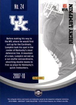 2016 Panini Kentucky Wildcats - Kentucky Black #24 Ricky Lumpkin Back