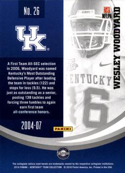 2016 Panini Kentucky Wildcats - Kentucky Black #26 Wesley Woodyard Back