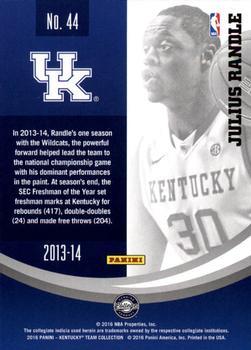 2016 Panini Kentucky Wildcats - Kentucky Black #44 Julius Randle Back