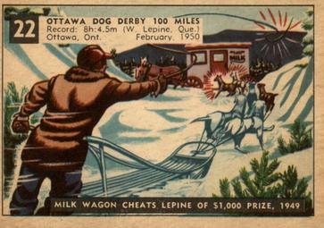 1954 Parkhurst Race Against Time (V339-12) #22 Milk Wagon Cheats Lepine of $1000 Prize Front