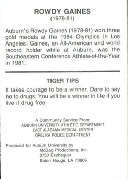 1987-88 Auburn Tigers Police #NNO Rowdy Gaines Back