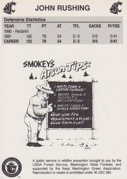 1992 Washington State Cougars Smokey #NNO John Rushing Back