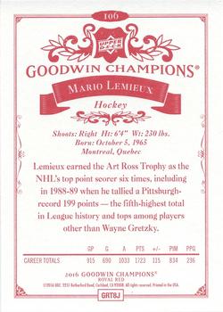 2016 Upper Deck Goodwin Champions - Royal Red #106 Mario Lemieux Back