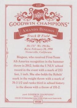 2016 Upper Deck Goodwin Champions - Royal Red #138 Amanda Bingson Back
