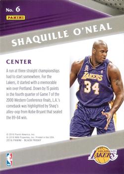 2016 Panini Black Friday - Manufactured Patches #6 Shaquille O'Neal Back
