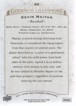 2017 Upper Deck Goodwin Champions #99 Kevin Maitan Back
