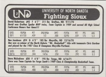 1991-92 North Dakota Fighting Sioux #3 Ben Jacobson / Steve McAndrew / David Robertson Back