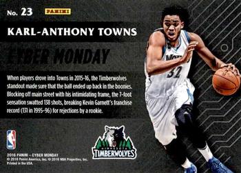 2016 Panini Cyber Monday #23 Karl-Anthony Towns Back