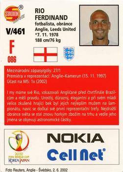 2002 Stadion World Stars #461 Rio Ferdinand Back