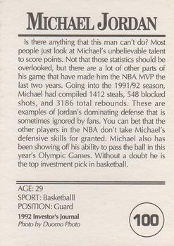 1992 Investor's Journal - Colors Foil #100 Michael Jordan Back