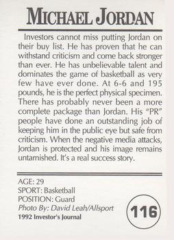 1992 Investor's Journal - Colors Foil #116 Michael Jordan Back