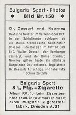 1932 Bulgaria Sport Photos #158 Walter Dessart / Eberhard Nourney [Dr. Dessart und Nourney] Back