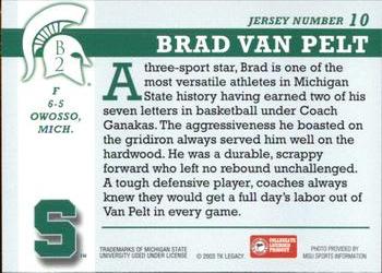 2003 TK Legacy Michigan State Spartans #B2 Brad Van Pelt Back