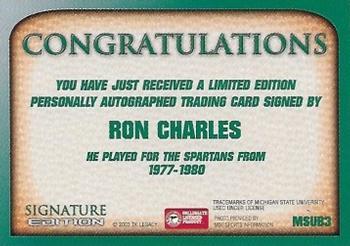 2003 TK Legacy Michigan State Spartans - Autographs #SB3 Ron Charles Back