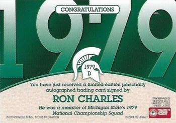 2003 TK Legacy Michigan State Spartans - National Champions Autographs #1979D Ron Charles Back