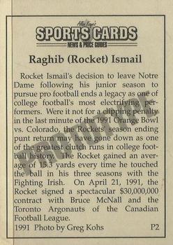 1991 Allan Kaye's Sports Cards News Magazine - Prototypes #P2 Rocket Ismail Back