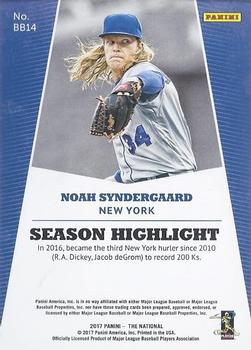 2017 Panini National Convention #BB14 Noah Syndergaard Back