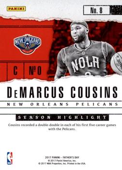 2017 Panini Father's Day #8 DeMarcus Cousins Back