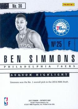 2017 Panini Father's Day #36 Ben Simmons Back