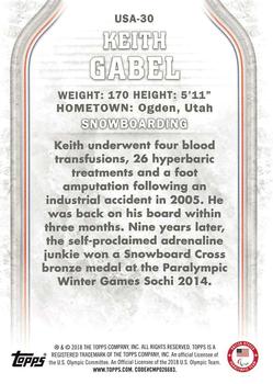2018 Topps U.S. Olympic & Paralympic Team Hopefuls #USA-30 Keith Gabel Back