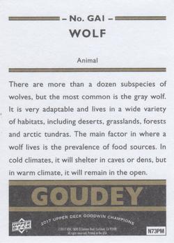 2017 Upper Deck Goodwin Champions - Goudey Animals #GA1 Wolf Back