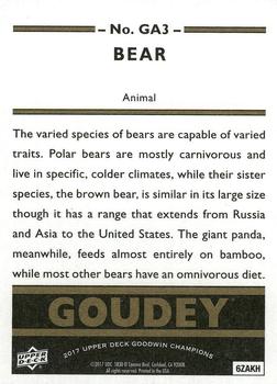 2017 Upper Deck Goodwin Champions - Goudey Animals #GA3 Bear Back