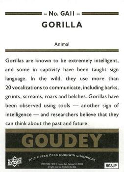 2017 Upper Deck Goodwin Champions - Goudey Animals #GA11 Gorilla Back