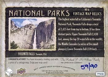2017 Upper Deck Goodwin Champions - National Parks Vintage Map Relics #NP-6 Yosemite - Yosemite Falls Back