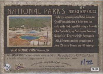 2017 Upper Deck Goodwin Champions - National Parks Vintage Map Relics #NP-8 Yellowstone - Grand Prismatic Spring Back