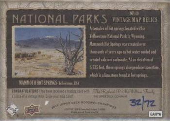 2017 Upper Deck Goodwin Champions - National Parks Vintage Map Relics #NP-10 Yellowstone - Mammoth Hot Springs Back