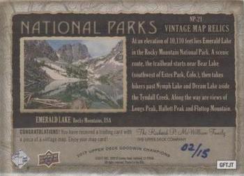2017 Upper Deck Goodwin Champions - National Parks Vintage Map Relics #NP-21 Rocky Mountains - Emerald Lake Back