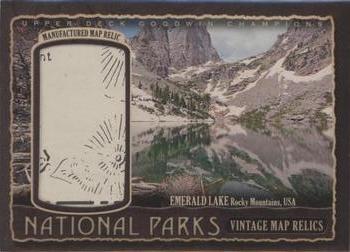 2017 Upper Deck Goodwin Champions - National Parks Vintage Map Relics #NP-21 Rocky Mountains - Emerald Lake Front