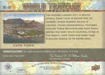 2017 Upper Deck Goodwin Champions - World Traveler Map Relics #WT-10 Cape Town, South Africa Back