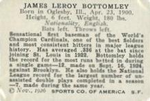 1926 Spalding Champions #NNO Jim Bottomley Back