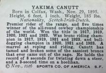 1926 Spalding Champions #NNO Yakima Canutt Back
