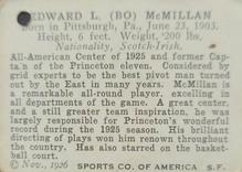 1926 Spalding Champions #NNO Bo McMillin Back